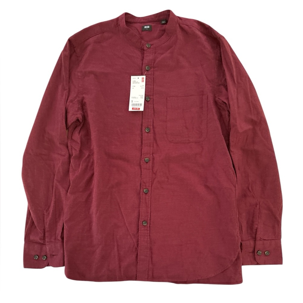 Uniqlo Men's Dark Red Flannel Button Up Shirt